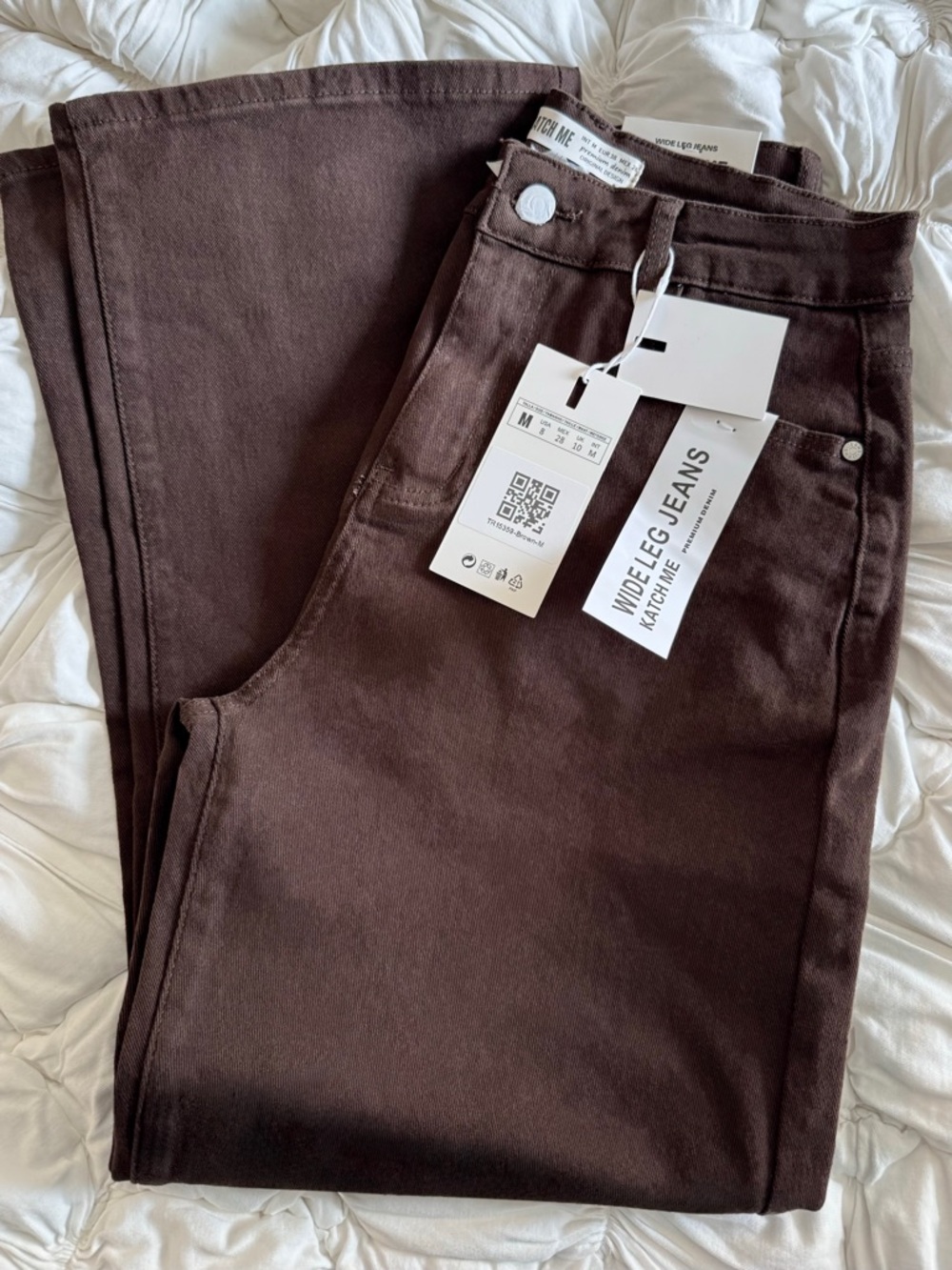 NWT KatchMe Women's High Waist Denim Stretch Wide Leg Jeans - Size Petite M